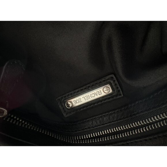 Rachel Zoe Black Faux Leather Shoulder Bag Removable Strap Silver Hardware Ziip - Picture 9 of 11